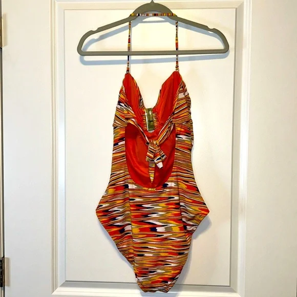 VIX Paula Hermanny One Piece Multicolor Swimsuit 24K Gold-Plated Details Size 12 - Picture 4 of 13
